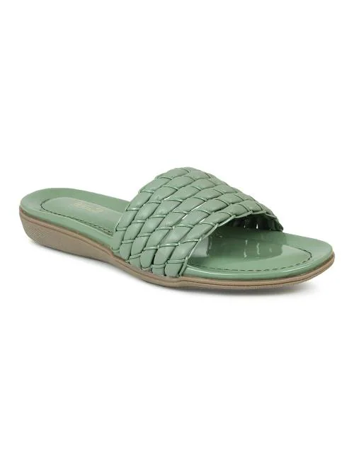 Inc.5 Women Green Synthetic Leather Flat Sandals