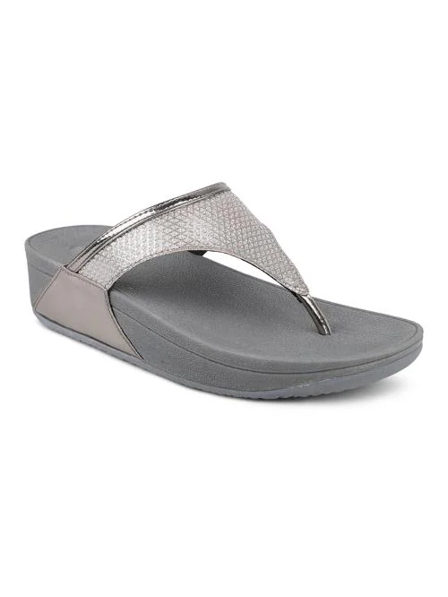Inc. 5 Metallic Synthetic Leather Flat Sandals