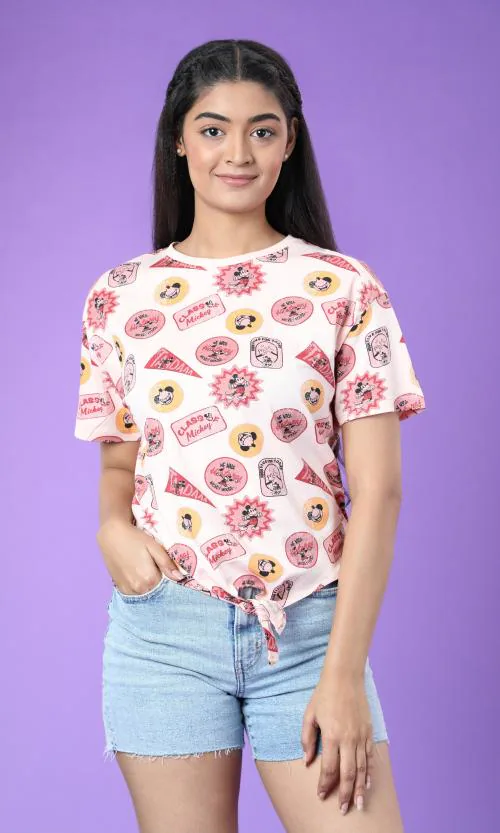 Fashion Creek | Women's Knot Top | Women's Wear | Character Merchandise | Mickey Mouse | PEACH