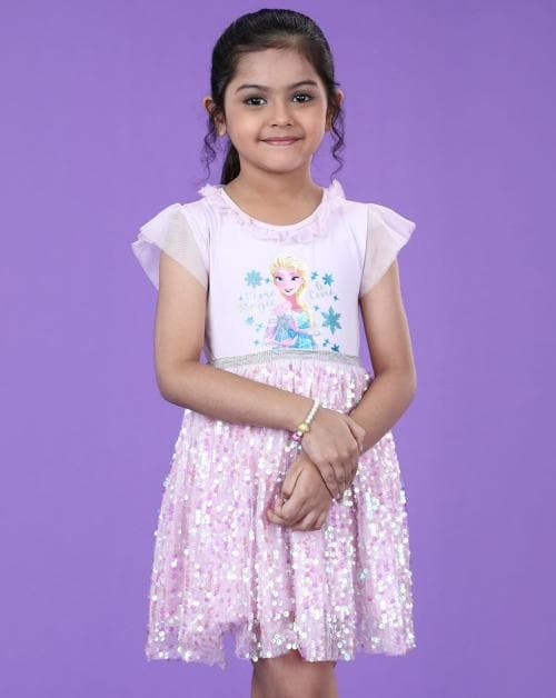 Fashion Creek | Girl's Dress & Frocks | Kids Girl's Wear | Character Merchandise | Frozen | LIGHT PURPLE