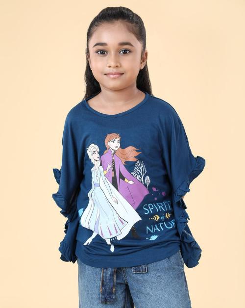Fashion Creek | Girl's Tops | Kids Girl's Wear | Character Merchandise | Frozen | DARK BLUE