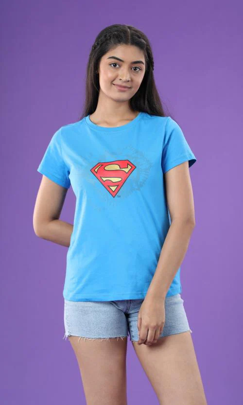 Fashion Creek | Women's Crew Neck Tshirt | Women's Wear | Character Merchandise | Superman | ROYAL BLUE