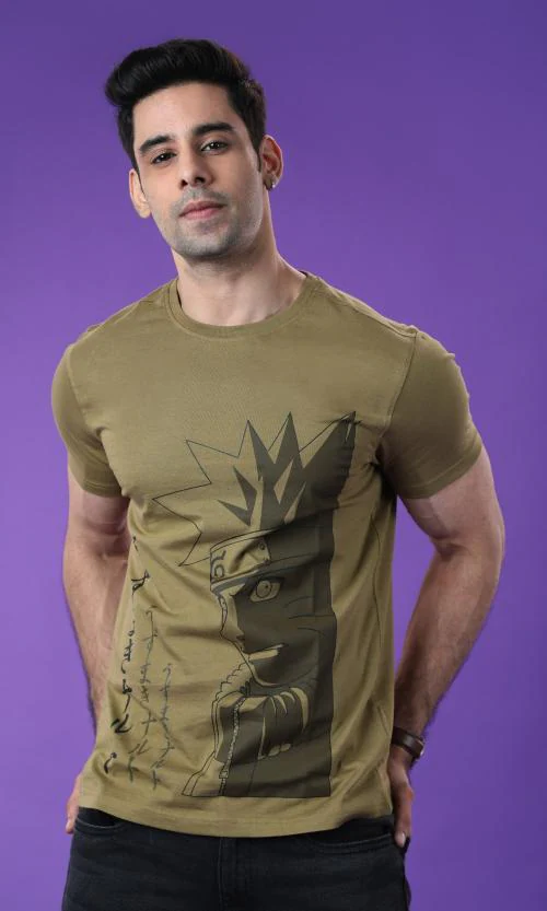 Fashion Creek | Men's Crew Neck Tshirt | Men's Wear | Character Merchandise | Naruto | BROWN