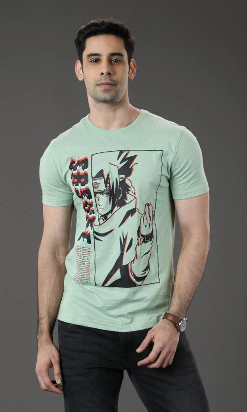 Fashion Creek | Men's Crew Neck Tshirt | Men's Wear | Character Merchandise | Naruto | OLIVE GREEN