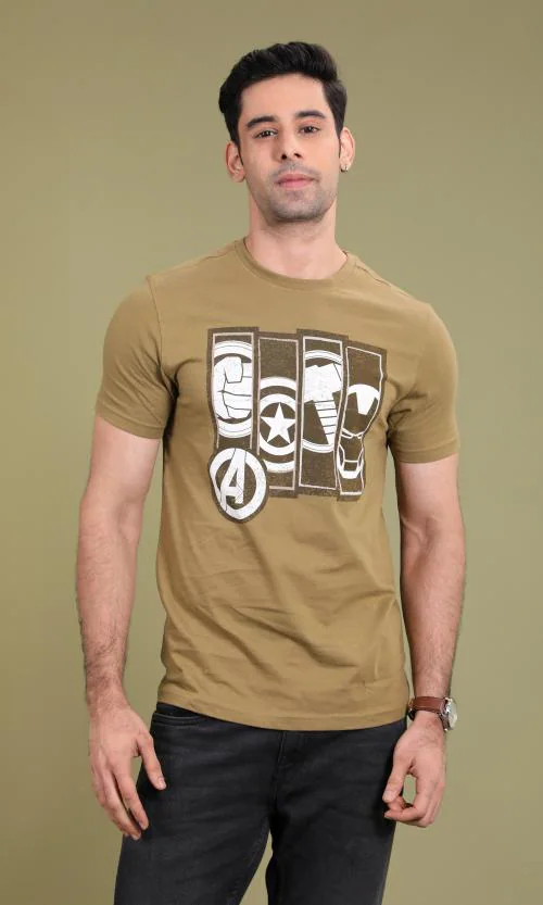 Fashion Creek | Men's Crew Neck Tshirt | Men's Wear | Character Merchandise | Marvel | BROWN