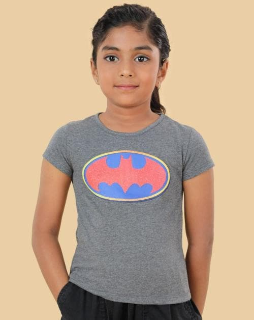 Fashion Creek | Girl's TShirt | Kids Girl's Wear | Character Merchandise | Batman | ANTHRA MELANGE