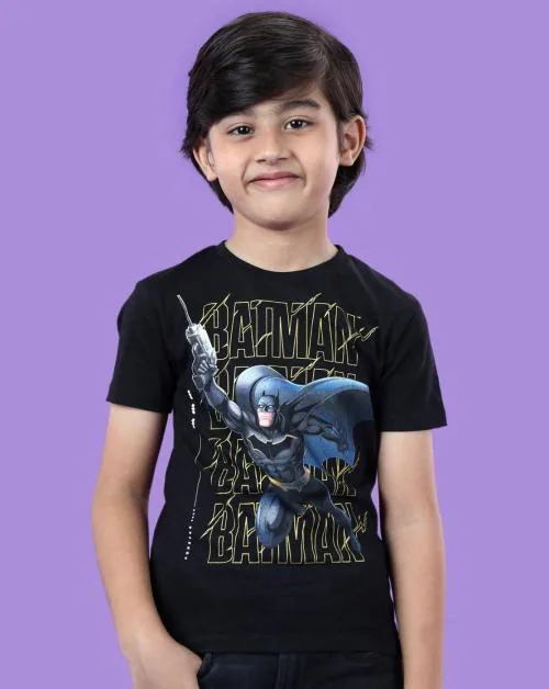 Fashion Creek | Boy's T Shirt | Kids Boy's Wear | Character Merchandise | Batman | BLACK