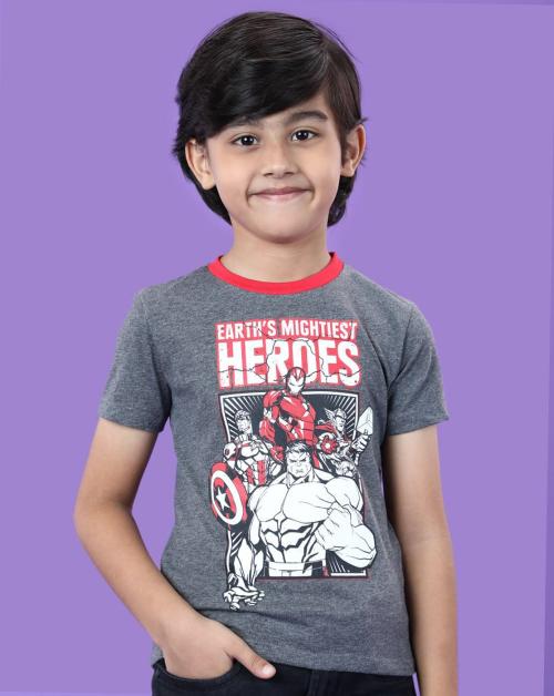 Fashion Creek | Boy's T Shirt | Kids Boy's Wear | Character Merchandise | Avengers | ANTHRA MELANGE