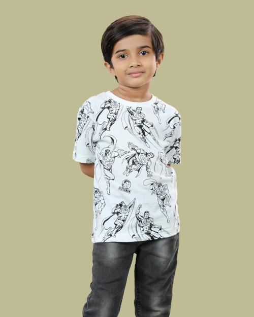 Fashion Creek | Boy's T Shirt | Kids Boy's Wear | Character Merchandise | Super Man | WHITE