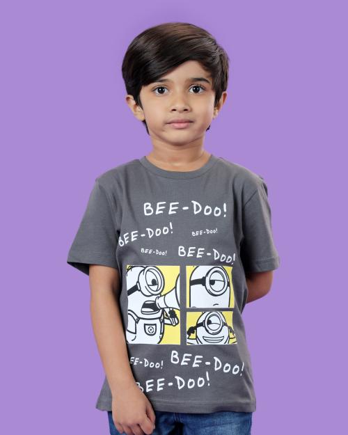 Fashion Creek | Boy's T Shirt | Kids Boy's Wear | Character Merchandise | Minions | DARK GREY