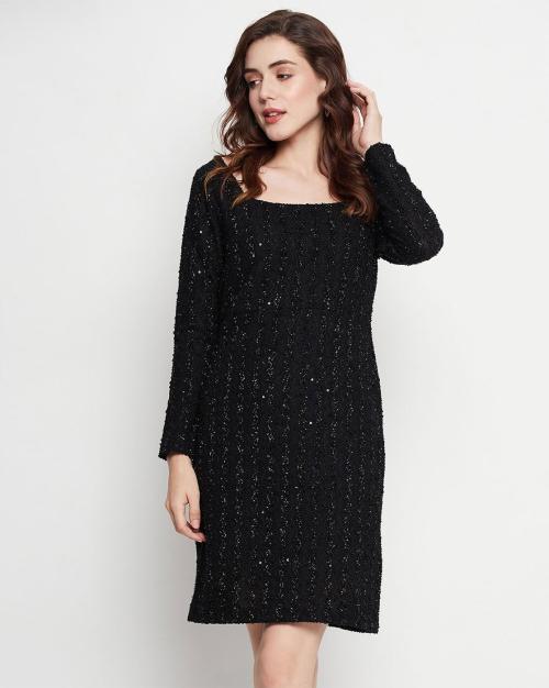 Women Tweed A-Line Dress