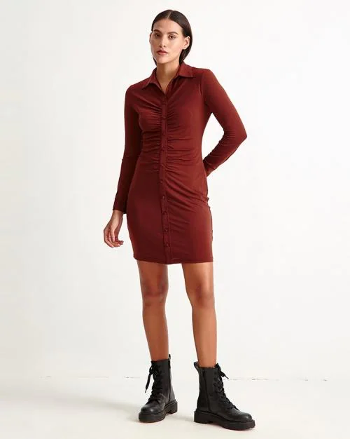 Ruched Shirt Dress