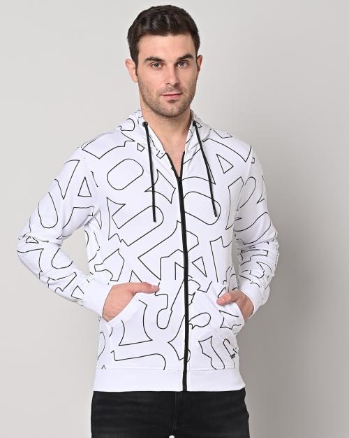 Printed Zip-Front Hoodie