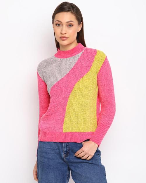 Colourblock High-Neck Sweater