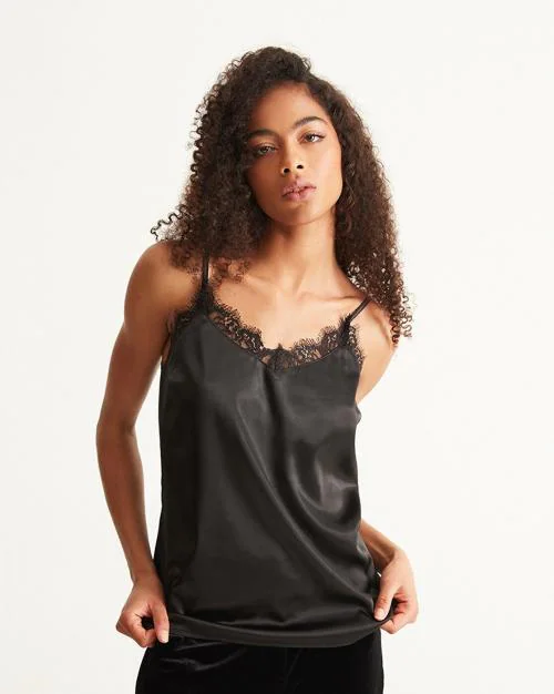 Strappy Top with Lace Trim