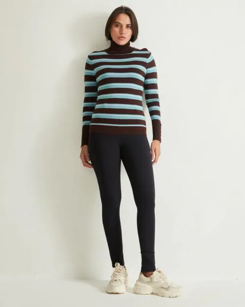 Striped High-Neck Pullover