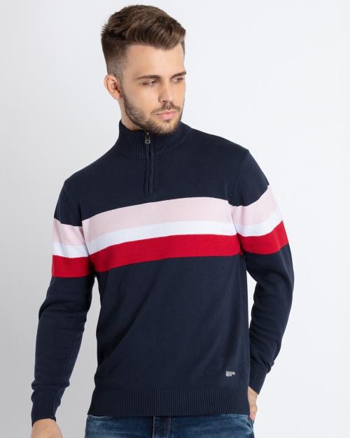 Colourblock High-Neck Pullover