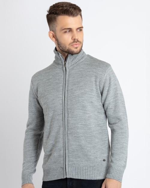 Zip-Front Cadigan with Ribbed Hems