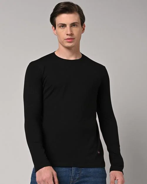 Regular Fit Full Sleeves Crew-Neck T-Shirt
