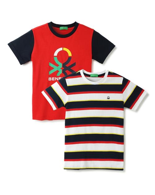 Pack of 2 Striped Cotton T-Shirts