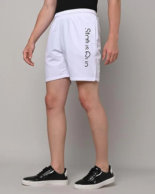 Pleated Shorts with Placement Logo