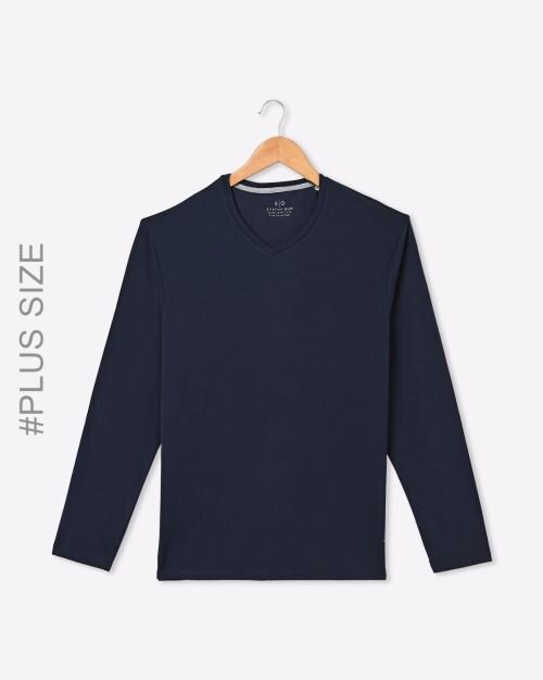 Buy Regular Fit V-Neck Full Sleeves T-Shirt Online at Best Prices in ...