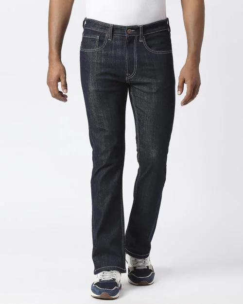 Men Lightly Washed Bootcut Slim Fit Jeans