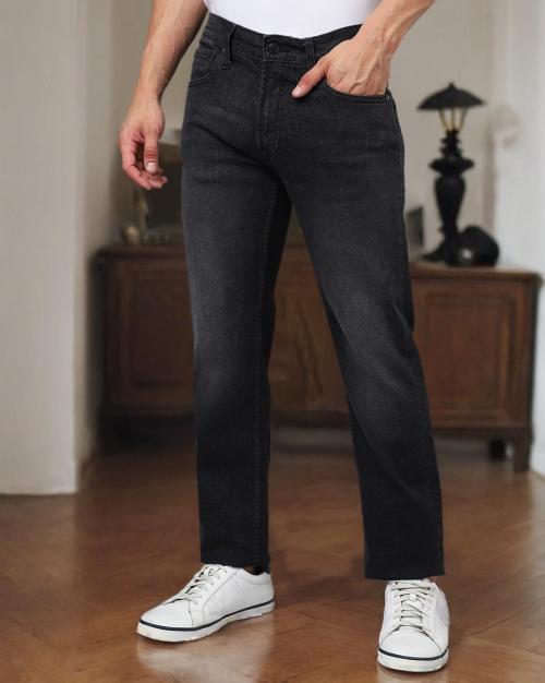 Men Lightly Washed Straight Fit Jeans