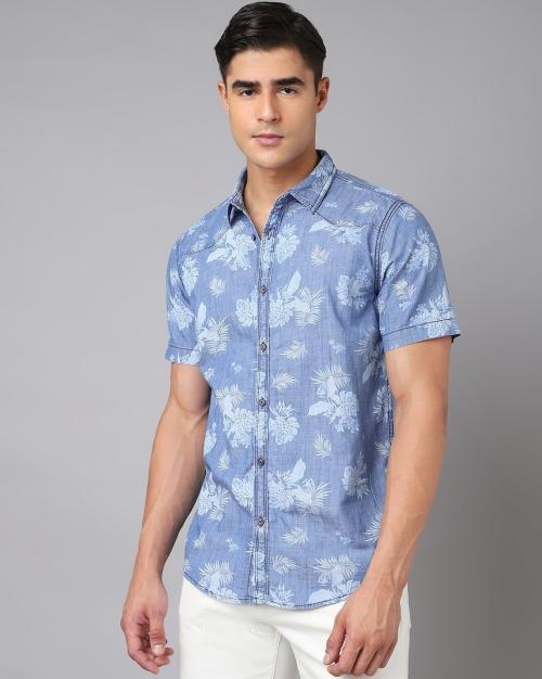 Simp Printed Shirt with Spread Collar