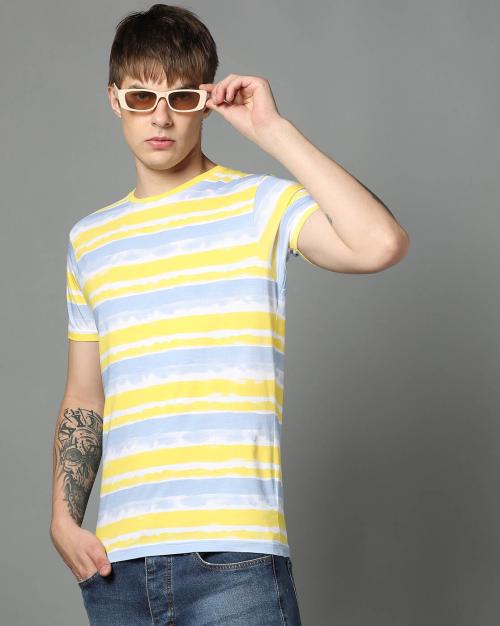Men Tie & Dye Slim Fit Crew-Neck T-Shirt