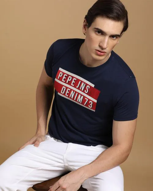 Slim Fit Brand Print Crew-Neck T-Shirt