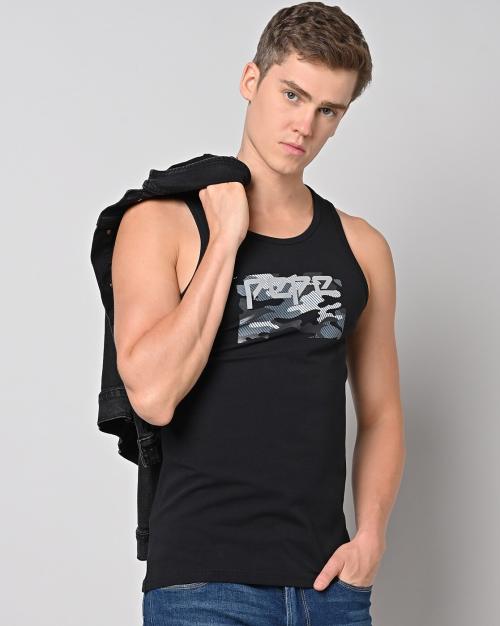 Men Bokini Brand Print Slim Fit Sleeveless T-shirt