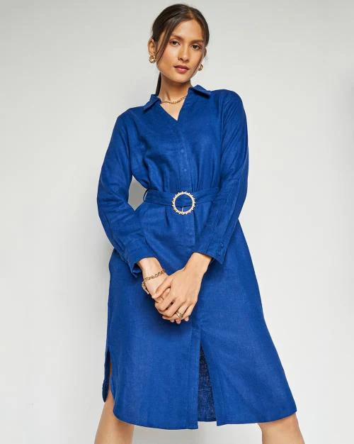 Women Shirt Dress with Belt