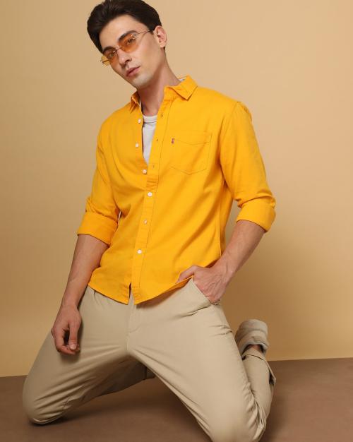 Men Slim Fit Shirt with Patch Pocket