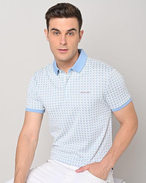 Regular Fit Geometric Print Polo T-Shirt
