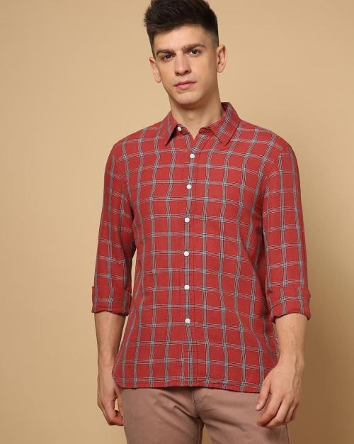 Men Checked Slim Fit Shirt