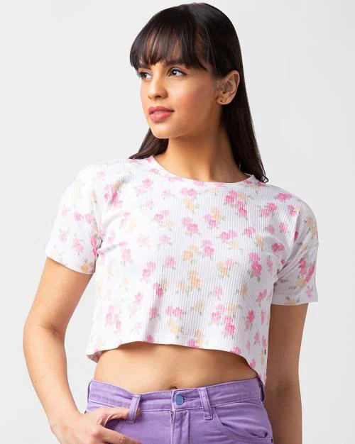 Women Floral Relaxed Fit Crop Top