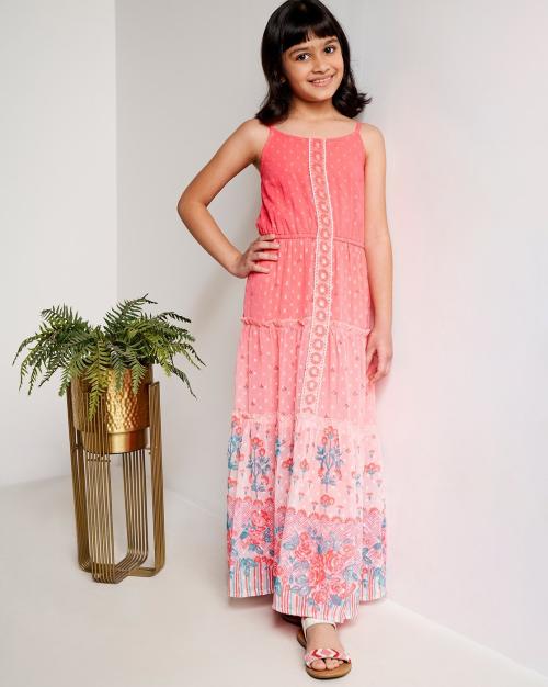 Ombre-Dyed Tiered Dess with Strappy Sleeves