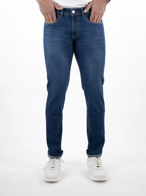 Numero Uno Men's Dark Blue Low Rise Tapered Jeans