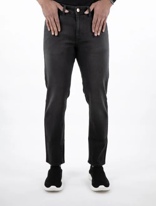 Numero Uno Men's Black Mid Rise Tapered Jeans
