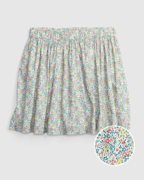 Floral Print Pleated Flared Skirt