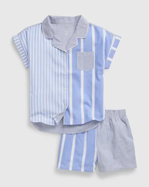Girls Striped Shirt with Shorts Set
