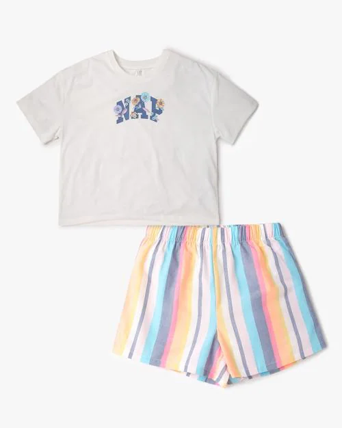 Girls Striped Shorts _and_ T-Shirt Set