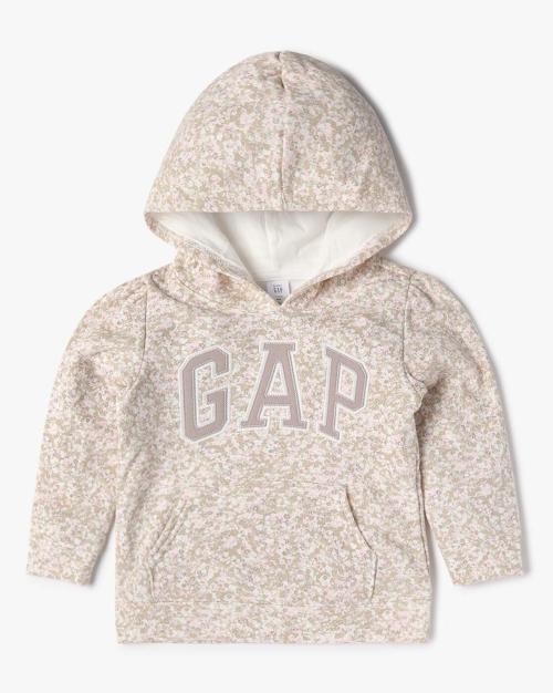 Girls All Over Floral Pullover Hoodie With Contrast Logo