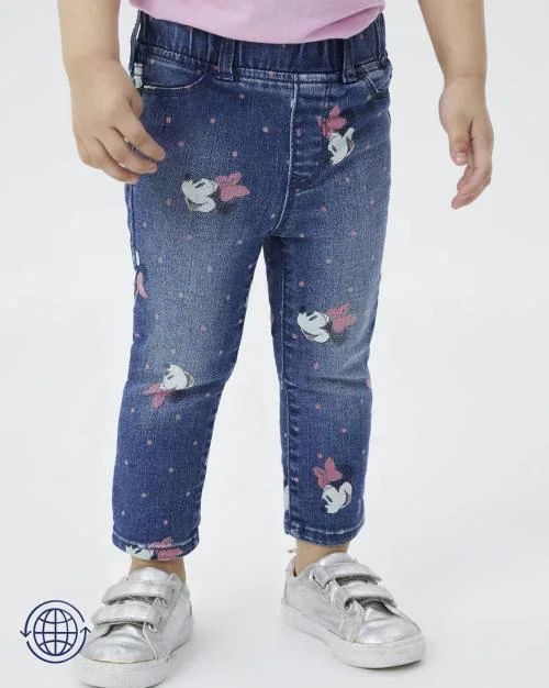 Girls All-Over Minnie Mouse Print Skinny Fit Jeggings