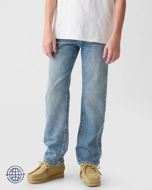Boys Light-Wash Straight Fit Jeans
