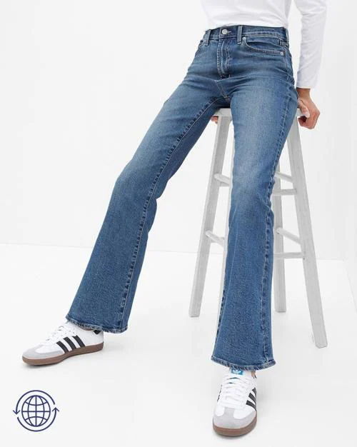 Women Dark Washed Bootcut Jeans