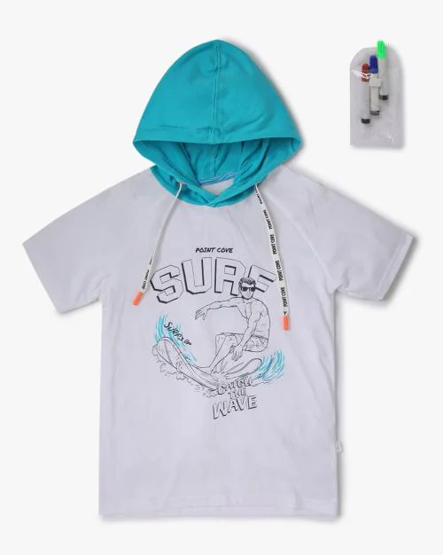 Graphic Print Hooded T-Shirt