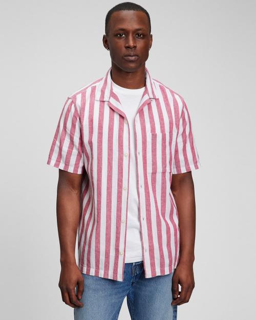 Striped Camp Collar Shirt