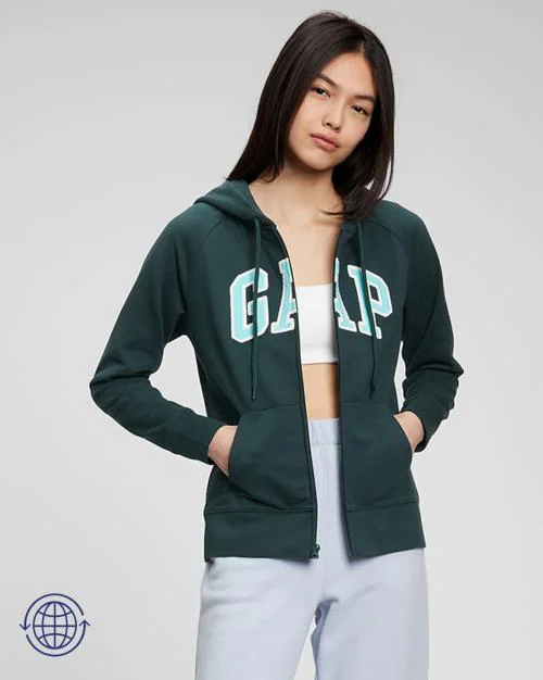 Logo Embroidered Zip-Front Hoodie